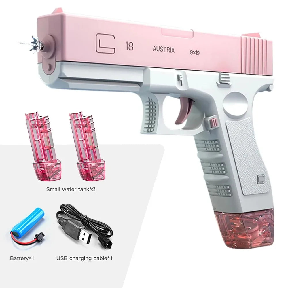 New Water Gun Electric Glock Pistol Shooting Toy Full Automatic Summer Beach Outdoor Fun Toy for Children Boys Girls Adults Gift