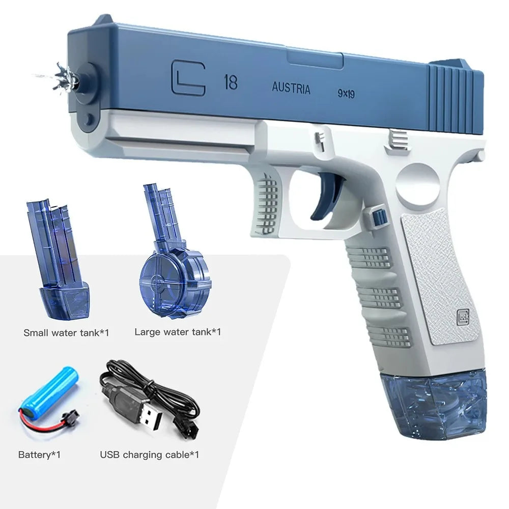 New Water Gun Electric Glock Pistol Shooting Toy Full Automatic Summer Beach Outdoor Fun Toy for Children Boys Girls Adults Gift