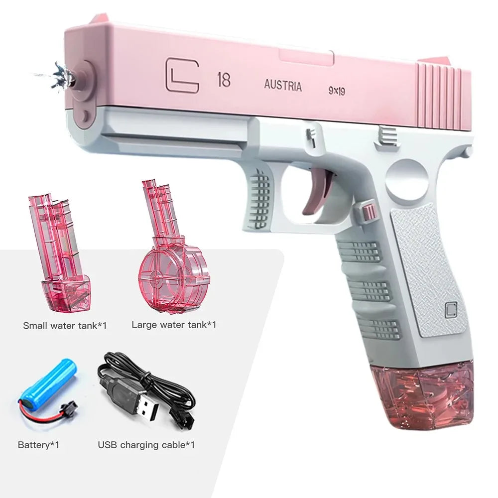 New Water Gun Electric Glock Pistol Shooting Toy Full Automatic Summer Beach Outdoor Fun Toy for Children Boys Girls Adults Gift