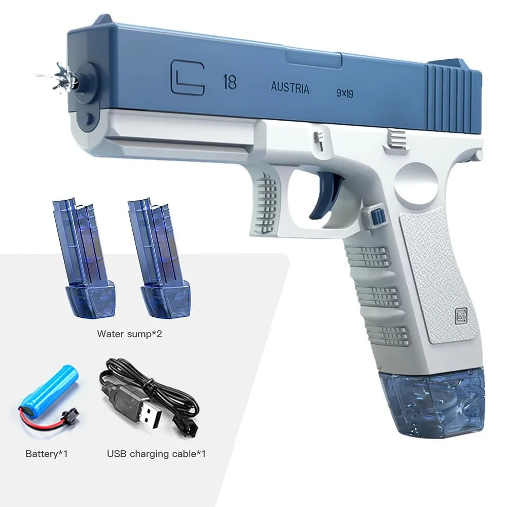 New Water Gun Electric Glock Pistol Shooting Toy Full Automatic Summer Beach Outdoor Fun Toy for Children Boys Girls Adults Gift